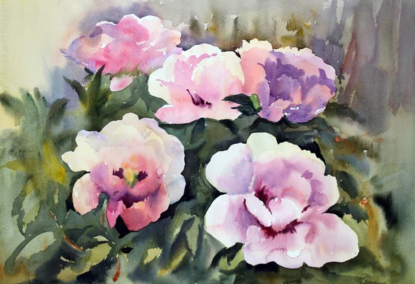 Watercolor painting of the beautiful flowers. — Stock Photo, Image