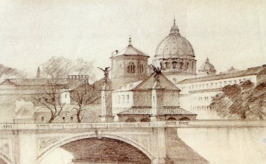 Basilica San Pietro painted by pencil, clipart