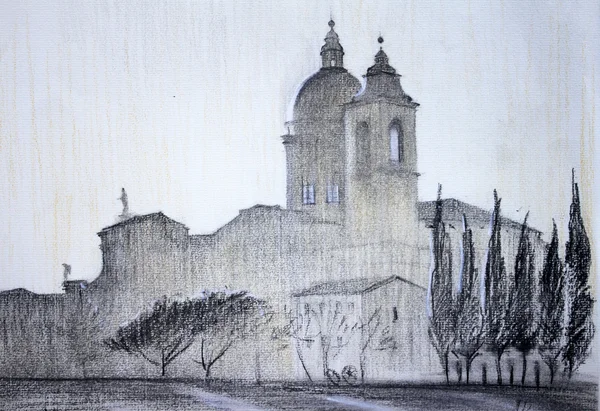 绘制的大教堂的天使圣塔玛丽亚教堂酒店 — 图库照片