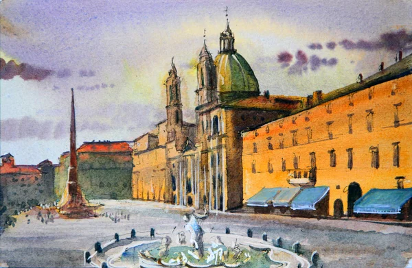 Římské panoráma náměstí piazza navona — Stock fotografie