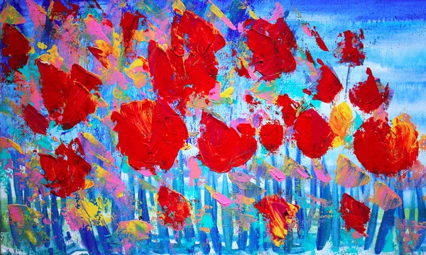 Pintura de flores vermelhas abstratas — Fotografia de Stock