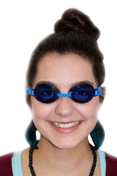Портрет смішної дівчини з окулярами для плавання . — стокове фото