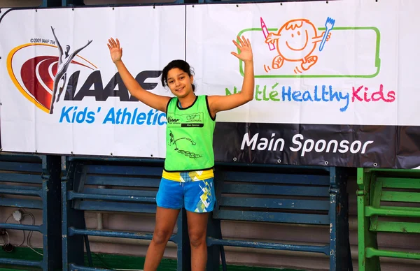 IAAF çocuğun kimliği belirsiz kız? s atletizm yarışması — Stok fotoğraf