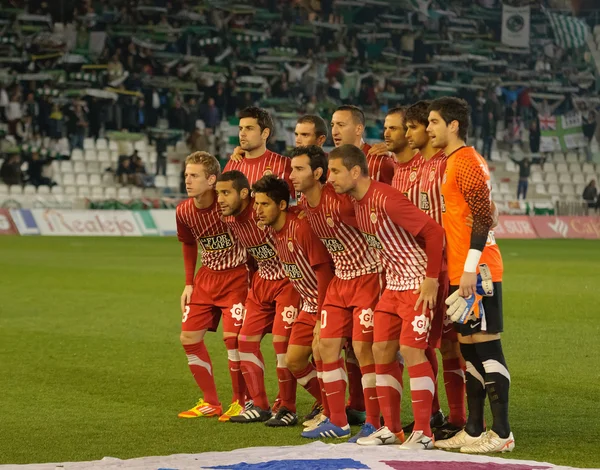 초기 aligment 일치 리그 중에 선수의 Girona F.C. — 스톡 사진