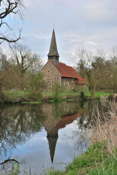 Church by canal — Stock Photo, Image