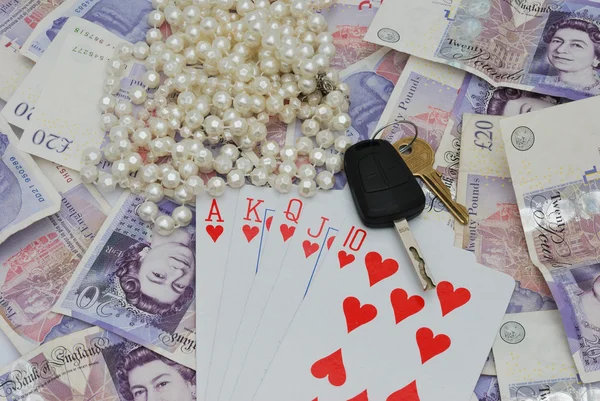 Stora vinnande pokerhand — Stockfoto