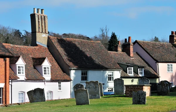 Village grave yard and cottages — Stock Photo, Image
