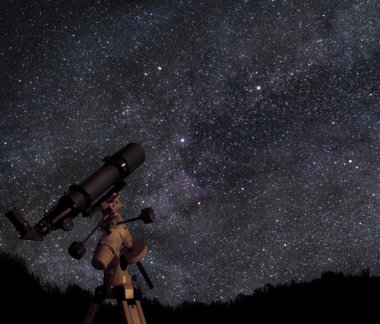 Telescope and starry sky clipart