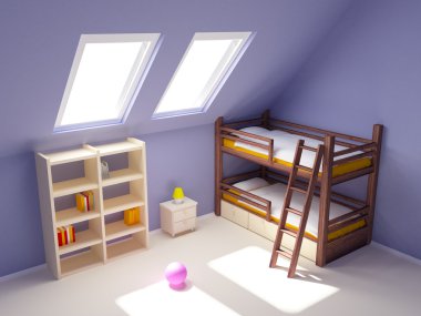 Child room on attic clipart