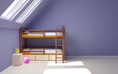 Child room on attic clipart