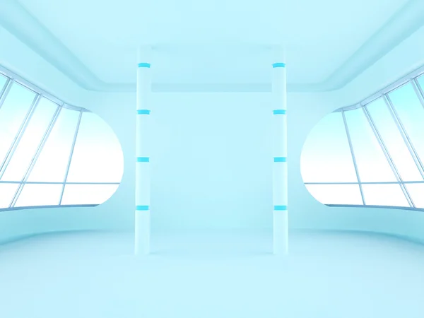 Futurystyczny pokój z oknami owalne — Zdjęcie stockowe