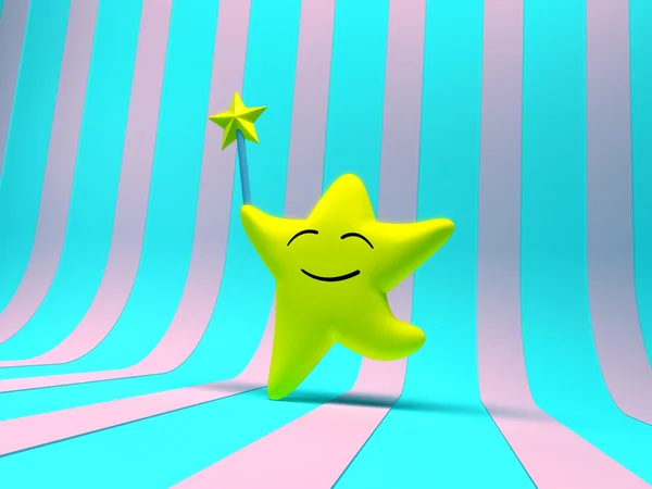 Lachende ster met toverstaf — Stockfoto