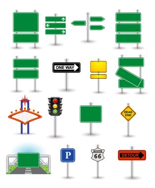 Set of green signs clipart