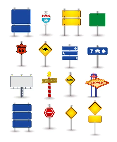 Conjunto de sinalização rodoviária — Vetor de Stock