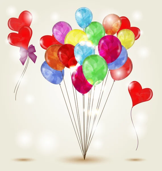 Barevné pozadí s různými druhy balónků — Stockový vektor