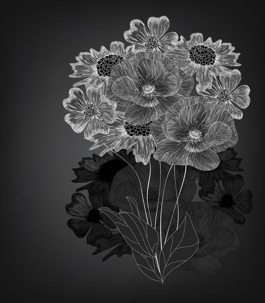 Composición floral dibujada a mano — Vector de stock