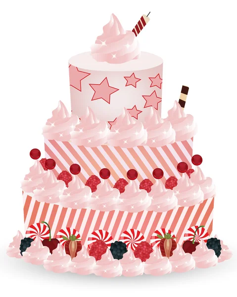 白地にピンクのケーキ — ストックベクタ
