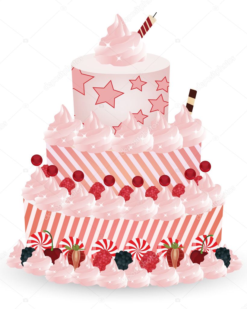 Pink cake on a white background