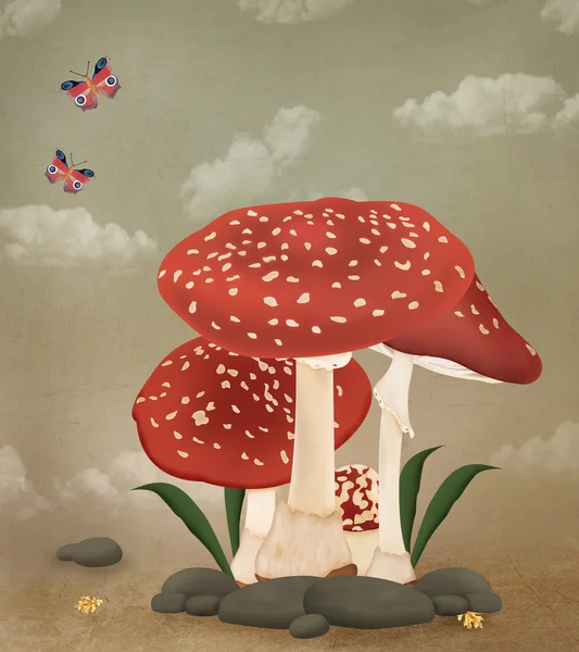 Mushrooms family — Stockfoto