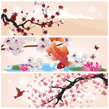 Set of oriental banners clipart