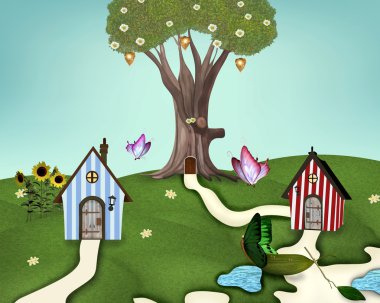 Little summer village clipart