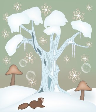 Winter love - winter fairy illustration clipart