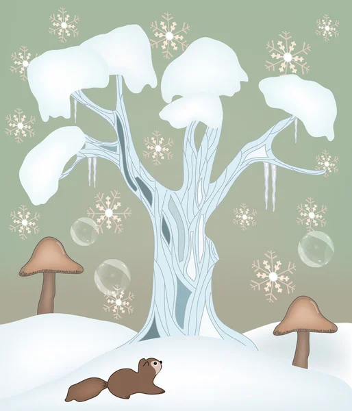 Kış aşk - winter fairy illüstrasyon — Stok Vektör