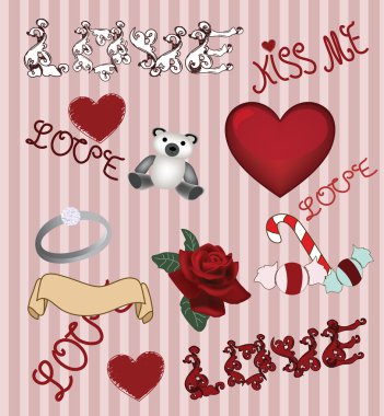 Collection of valentine's doodles clipart