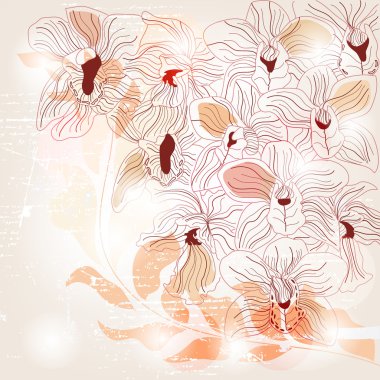 Hand drawn artistic orchid background clipart