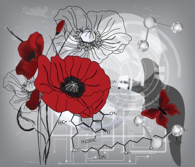 Modern poppies composition clipart