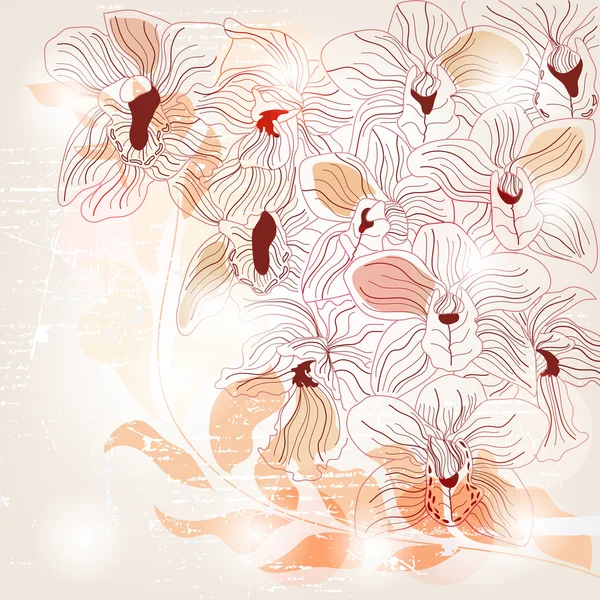 Hand getekend artistieke orchid achtergrond — Stockvector