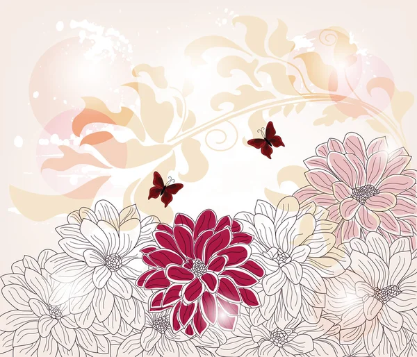 Hand getrokken floral achtergrond - artistieke samenstelling — Stockvector