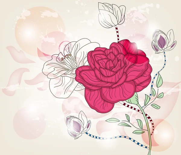 Romantische Rosenpostkarte mit Platz für Text — Stockvektor