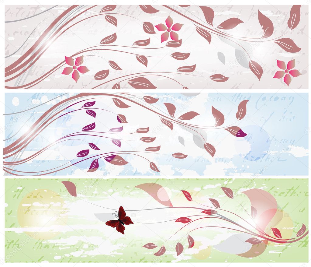Set of spring banners