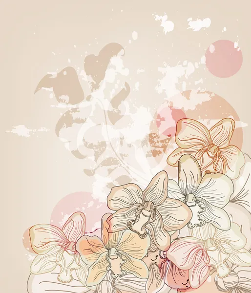 Carte postale artistique d'orchidée — Image vectorielle