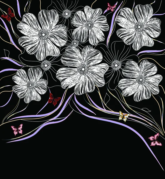 Καλλιτεχνικό χέρι που floral φόντο — Διανυσματικό Αρχείο