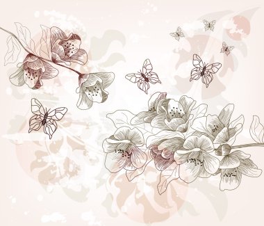 Hand drawn spring scenery clipart