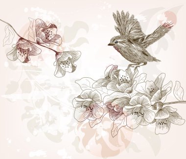 Romantic spring scene clipart