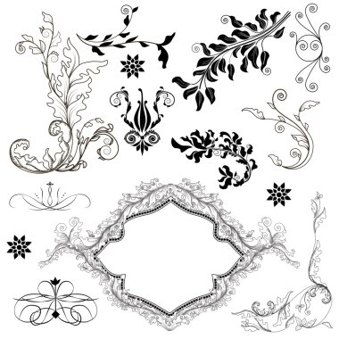 Set of precious decorative elements clipart