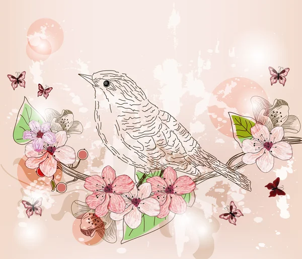 Paysage romantique de printemps — Image vectorielle