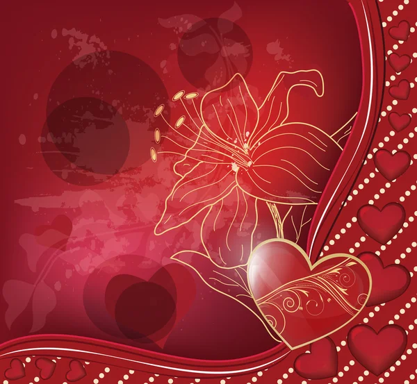 Carte postale rouge Saint-Valentin — Image vectorielle