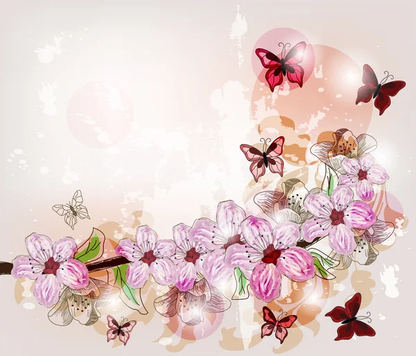 Rama floral romántica con espacio para texto — Archivo Imágenes Vectoriales