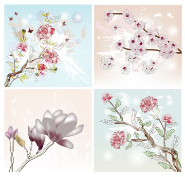 Set of spring scene clipart