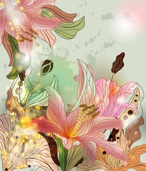 Composición de flores brillantes — Archivo Imágenes Vectoriales