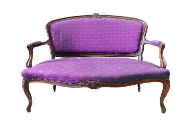 Vintage purple luxury armchair isolated with clipping path clipart