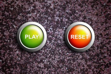 Play and reset button on grunge texture clipart