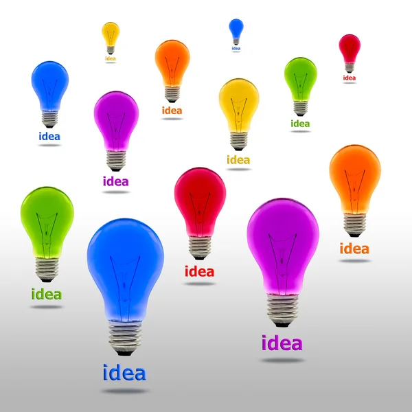 Colorful idea light bulb — Stock Photo, Image
