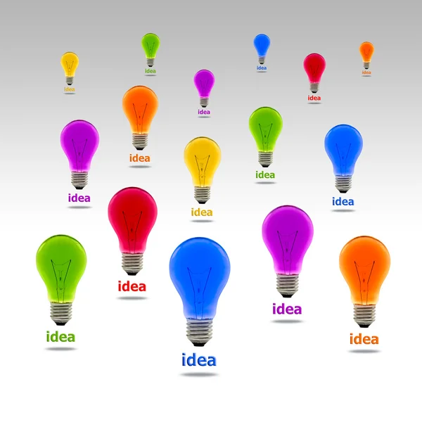 Colorful idea light bulb — Stock Photo, Image