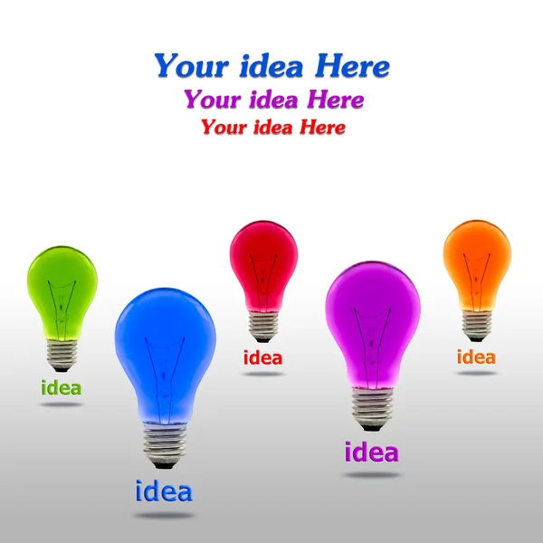 Färgglada idé-lampa — Stockfoto