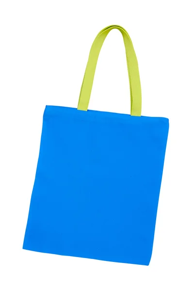 Blauwe katoenen zak geïsoleerd met uitknippad — Stockfoto